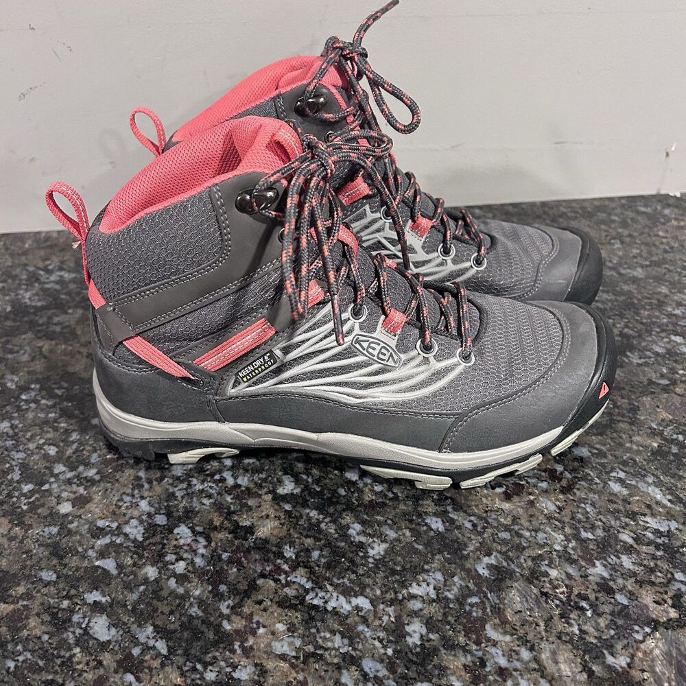 Keen Marshall Mid WP Women's Hiking Boots Size 9.5 Waterproof Pink grey